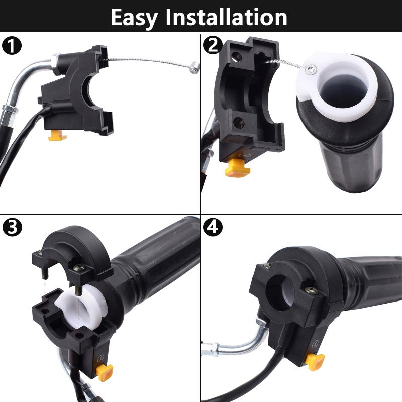 Royitay 7/8" Twist Throttle Accelerator Handle Grips, 75" Throttle Cable With ON OFF Switch for Mini Bike 49cc 50cc 80cc 90cc 110cc 125cc 212cc Pit Bike Dirtbike Go Kart Zooma Stand Up Gas Scooter - Image 5